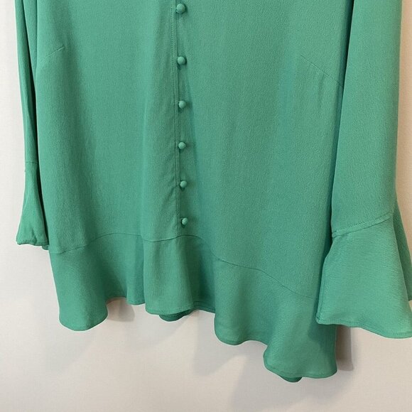 Flutter Sleeve Top Sz X Kelly Green Blouse Shirt Lightweight NWT In Every Story - Picture 4 of 11